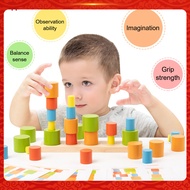 [SPB]☆Wooden Building Block Stacking Game Preschool Learning Balance Block Color Matching Game Educa