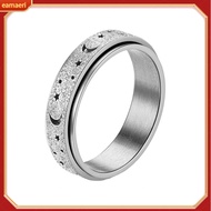 Women Men Ring Moon Star Fidget Spinner Ring Anti Stress Stainless Steel Couples Rotating Ring Jewel