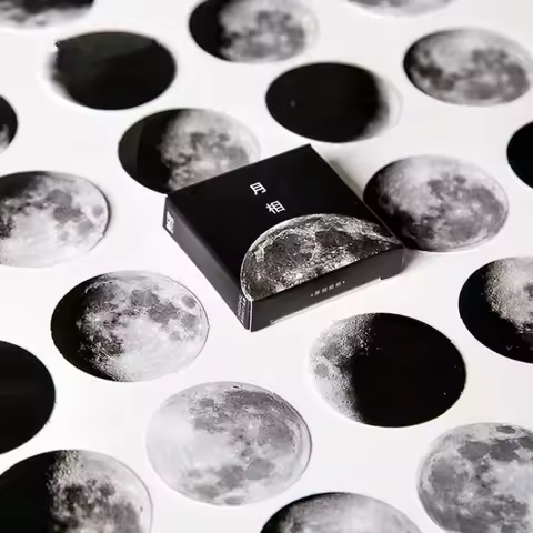 45pcs Moon Phase Boxed Stickers Sealing Sticker Label Sticker Packaging Sticker Scrapbook Decorative