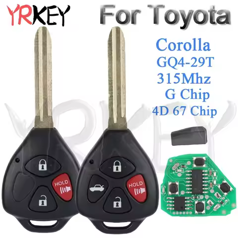 Remote Key GQ4-29T for Toyota Corolla Venza 2010 2011 2012 2013 2014 2015 315Mhz 4D 67 G Chip Transp