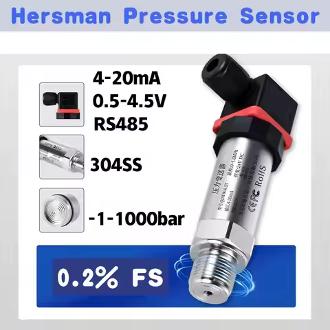 G1/4 0-30bar to 4-20mA Pressure Sensor Transmitter Water Oil Gas 0.5-4.5V 10V RS485 24VDC Vacuum Gau