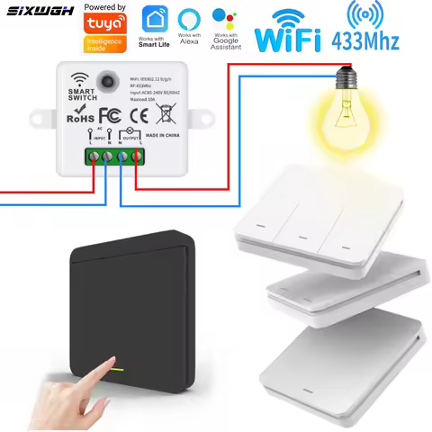 Tuya WiFi Smart Switch Wireless switch Remote Control Timer Switch Compatible with Smart Life Alexa 