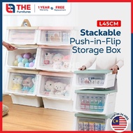 THE 28/42/54L Large Capacity Storage Box With Transparent Lid Stackable Toy Snack Storage Cabinet