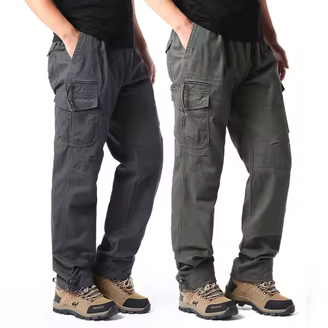 Men' Loose Casual Pants Big Size Multi Pocket Cargo Pants Outdoor Tactical Jogger Pants Hiking Campu