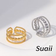 [Custom] Adjustable opening gold plated titanium ring fade-resistant multi-purposeWanita finger acce