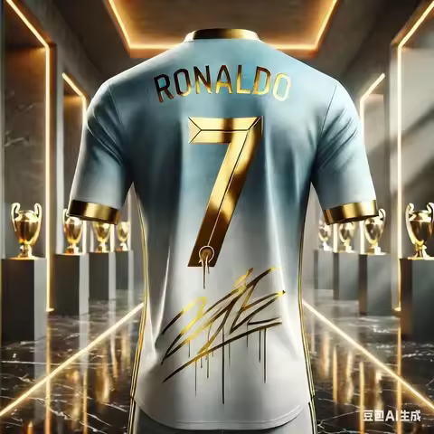 Football Star Ronaldo's Stylish Jersey Fan Gift Daily Wear Outdoor Sports Breathable Children's/Adul