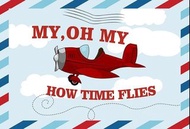 7x5FT  Colorful Frame Red Plane Travel How Time Files White Clouds Custom Photo Studio Backdrops Bac