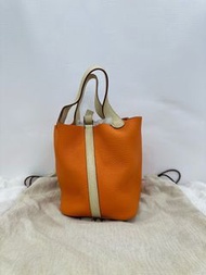 👜Hermes Picotin 18 Vintage version without Lock sets Stamp Square M 愛馬仕 picotin18 拼色 框M 中古無鎖具款