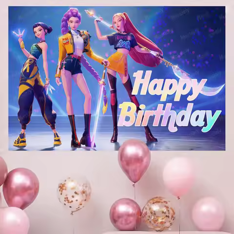 Backdrop Decor Background Cloth - K-Pop Party Decorations, Photo Booth Backdrop for Kids Birthday, L