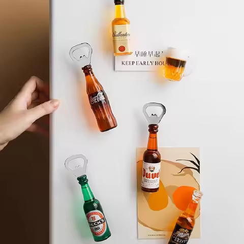 Creative Beer Bottle Opener, 3D Beer Bottle Shape Fridge Magnet Opener, Unique Bar Restaurant Kitche