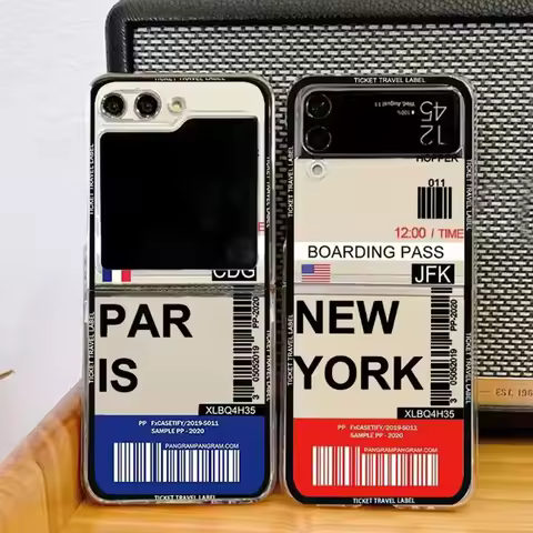 City Travel Label Phone Case For Samsung Galaxy Z Flip 7 6 5 3 4 2 Clear for MOTOROLA RAZR 50 60 40 
