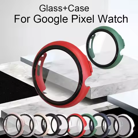 Tempered Glass+Case for Google Pixel Watch 2 1 Screen Protector PC Hard Cases Shell Bumper Cover For