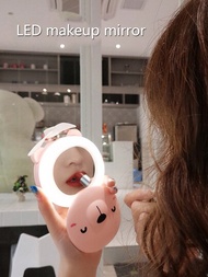 新款夢幻化妝鏡 USB 充電 LED 女孩化妝鏡帶小風扇