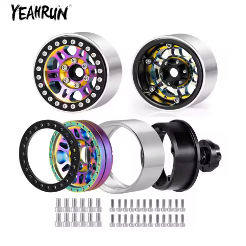 YEAHRUN 1.9inch Colorful Aluminum alloy Beadlock Wheel Hub Rim for Axial SCX10 TRX4 1/10 RC Crawler 