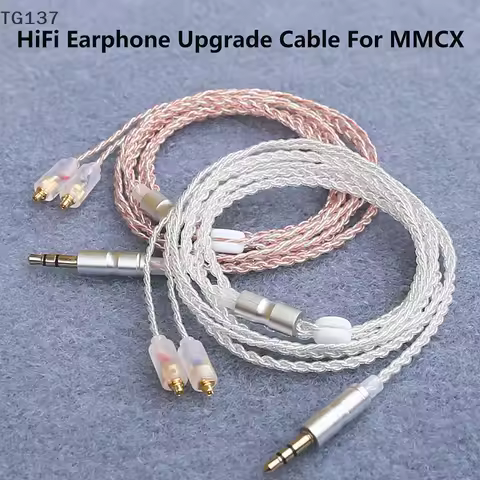 N5005/N30 HiFi Silver Earphone Upgrade Cable Plated Core Cable MMCX 3.5mm 1.2m For Sennheiser IE200/