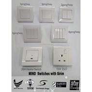 MIND 'SIRIM' Big Rocker Switches (White) 1gang, 2gang, 3gang 4gang, heater & SSO