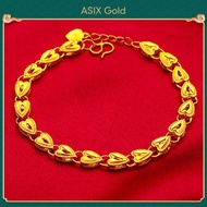 Emas 916 gelang wanita Hollow Love Heart Bracelet for Ladies 24K Gold Plated Korean Gold 916 Bangkok Gold 18K Saudi Gold Elegant Glamour Fashion Jewelry Gifts for Women ASIXGOLD