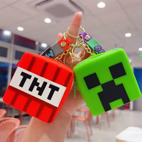 Minecraft keychain - A silicone bag keychain for "Minecraft" game, suitable for as a storage bag or 