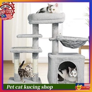 Cat Tree Cat Condo with Scratcher &amp; Hammock Cat Playground Bed Play House Pet Supplies Kucing Scratcher Cat toys