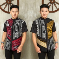 Men's shift shirt Weaving Short Sleeve songket Original jepara toraja Ethnic batik Typical Of Indone