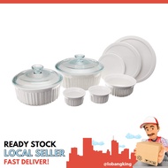 [sgstock] CorningWare French White 10 Piece Ceramic Bakeware Set | Microwave, Oven, Fridge, Freezer, and Dishwasher Safe