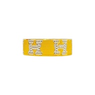 916 Gold Initial 'H' Ring / Cincin Emas 916 Huruf H | Two-Tone Diamond Cut Band (3.03g/Size: 14)