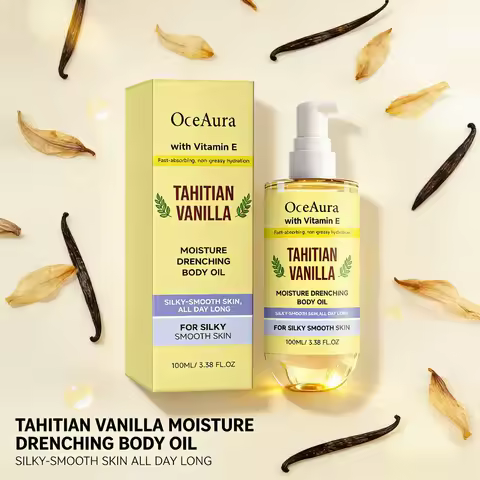 Vanilla Body Oil Skin Moisturizing Lightweight Fast Absorbing Natural Planifolia Extract Aromatherap