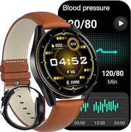 Smart Watch, 1.28" Wrist Blood Pressure Fitness Tracker with Air Bag + Air Pump, 7 Sports Mode Smart Watch with SpO2/Heart Rate/Sleep Monitor for Android IOS,Brown