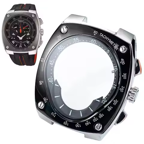 Watch Stainless Steel Case for Seiko Sportura Series SNL017 SNA595 029P2/021P1 Modification Black Sc