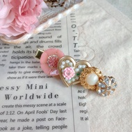 wow Handmade粉色愛心鈕扣壓夾 髮夾 髮飾