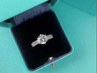 Tiffany 925純銀六爪兩克拉鋯石雙排鑽戒指
