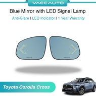 VACC AUTO Blue Mirror with LED Signal Lamp Side Rearview Winker Mirror Lens For Toyota Corolla Cross XG10 2020-2024