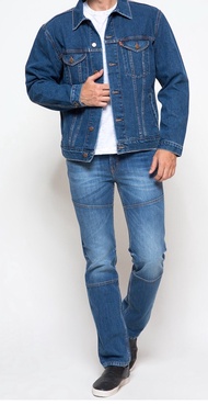 LEA JAKET PRIA DENIM POCKETS DARK INDIGO ORIGINAL