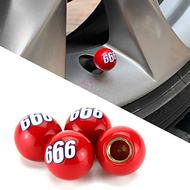 ราคาต่อ 4 ชิ้น จุกลม จุ๊บลม ฝาปิดที่เติมลม 666 ใส่ รถยนต์ มอเตอร์ไซค์ Tire Valve Stem Caps (666 Red Ball), Universal 666 Red Ball bike or car
