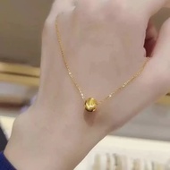 LABB Real 18K gold cat eye necklace AU750 gold Lulu Tong transfer bead collarbone chain women's bout