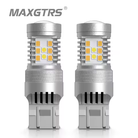 2x T20 7443 W21/5W 1157 3157 BAY15D 28SMD 2835 3030 LED White Amber Dual Color Switchback LED DRL Tu