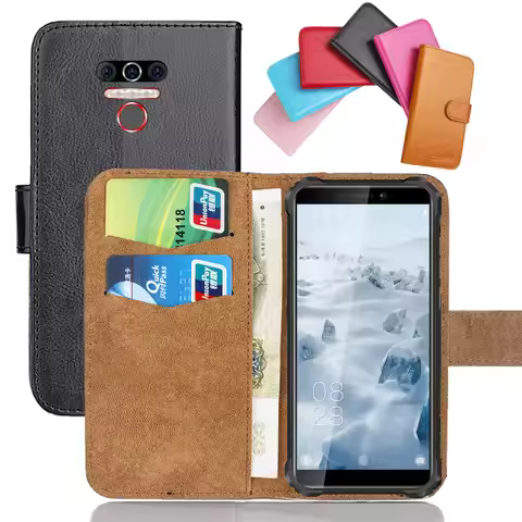 Oukitel WP5 Case 5.45" 6 Colors Flip Soft Leather WP5 Oukitel Phone Cover Stand Function Cases Credi