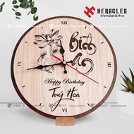 TRI Wooden Desk Clock - Engraved image, name, text, logo - Birthday gift to thank teachers 235tfd