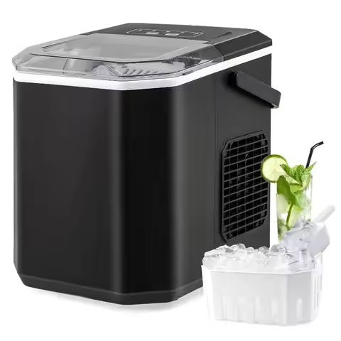 COSTWAY Countertop Ice Maker with Self-Cleaning,9 Ice Cubes in 6-13 Mins,26.5Lbs/24H, 2 Sizes of Bul