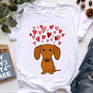 Dachshund T-Shirt Cute Cartoon Dachshund All-Match Trendy Short-Sleeved T-Shirt Women's Top Bottomin