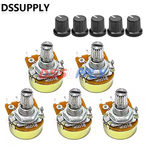 5Sets WH148 15mm 3 Pin Linear Taper Rotary Potentiometer Resistor 1K 2K 5K 10K 20K 50K 100KΩ Ohm For