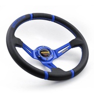 Drift Racing Steering Sports Racing Steering Wheel MOMO Ralliart 14inci Gred A PU Leather Deep Dish 