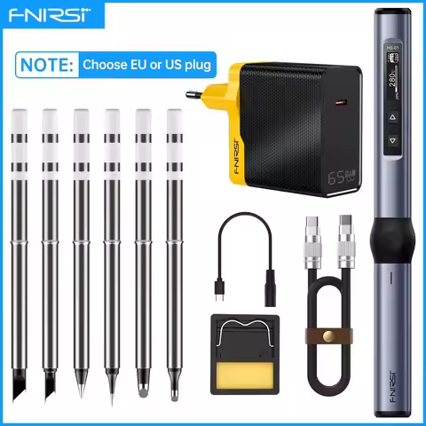 Soldering FNIRSI HS-01 Iron FNIRSI HS-01 Smart Soldering Iron 80-420℃ Rapid Heating PD 65W Type-c Ch