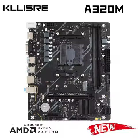 Kllisre A320 AM4 Motherboard for AMD Ryzen DDR4 Desktop Mainboard 64GB M.2 NVMe SATA III