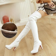 รองเท้าบู๊ตส้นสูงหุ้มข้อผู้หญิงไซส์ใหญ่ CD สำหรับผู้ชาย รองเท้าหนังส้นบาง รองเท้าหุ้มข้อผู้หญิง รองเ