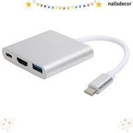 NAILSDECOR TypeC Docking Station, 4K Output TypeC to HD Compatible USB PD 3 in 1 Type-C Hub, Plug an