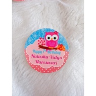 Owl Sticker Birthday Souvenir Birthday Sticker Hampers Pudding Tumpeng