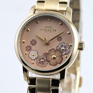COACH 女性 腕錶 石英 CA.113.7.34.1529 花朵 圖案 金色 橘色 鮭魚粉色 手錶
