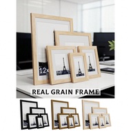 12x16/12x12/8x8/6x8/4x6 Real Grain Picture Frames For Wall/Desktop, Matte Black/Burlywood/Reddish-Br