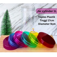 (Min Buy 6pc) Jar Cylinder 1L Clear Clear Color/1000ml Jar Cylinder Screw Cap/ PET Plastic/ Cookies/